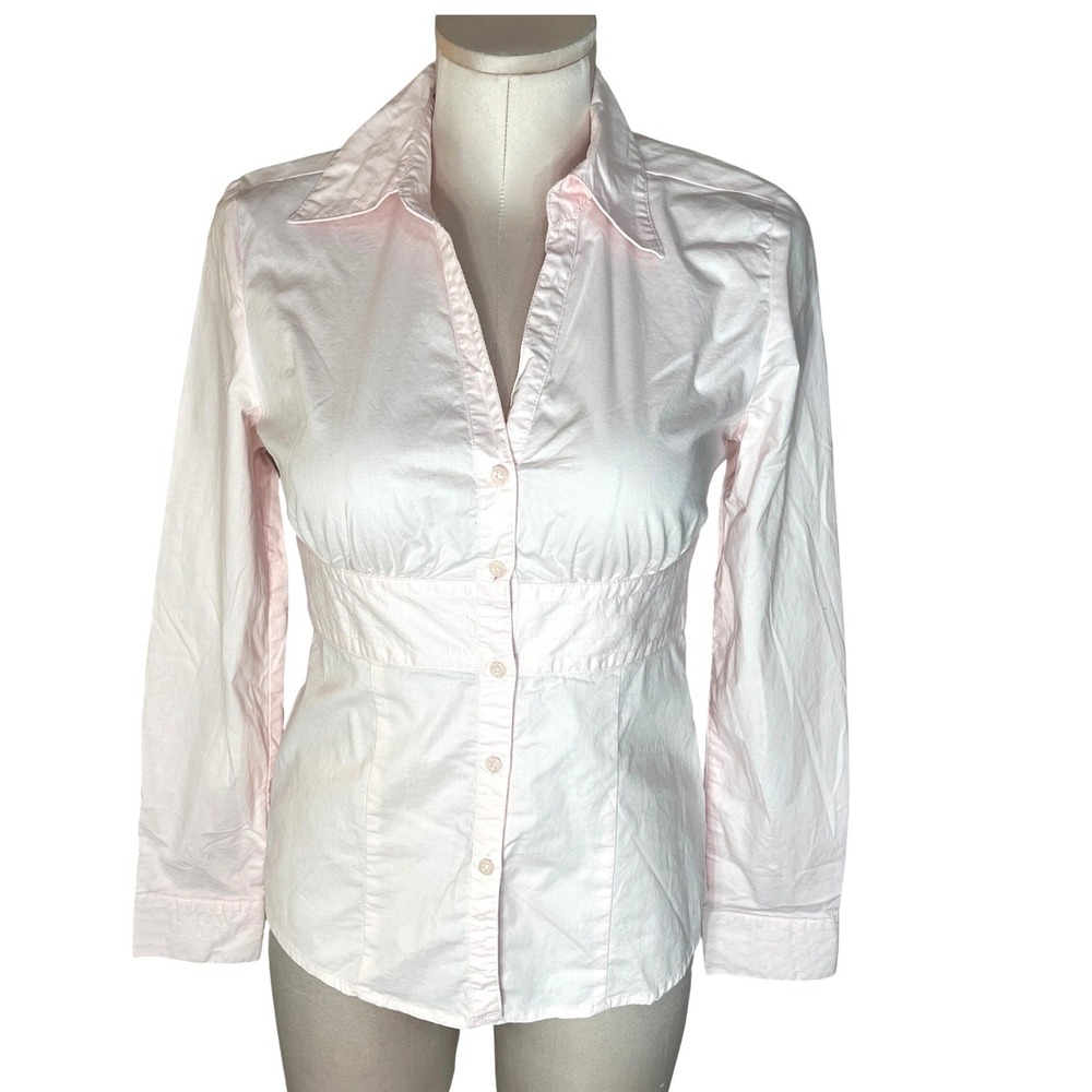 SO Y2K Womens Pink Button Down Shirt Corset Tailored Long Sleeve Med Y2K  Preppy